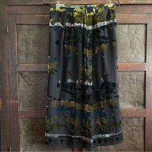Floral Sheer Silk Blend Velvet Burnout Skirt - Lined